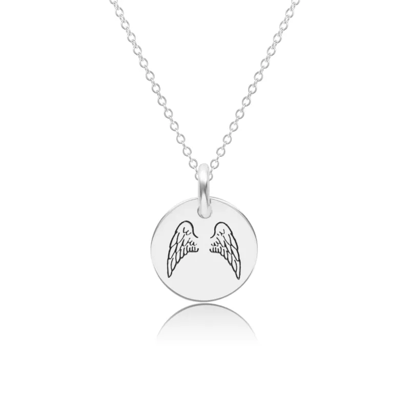 Sterling Silver Engravable Angel Wings Necklace sold by Tiny Tags