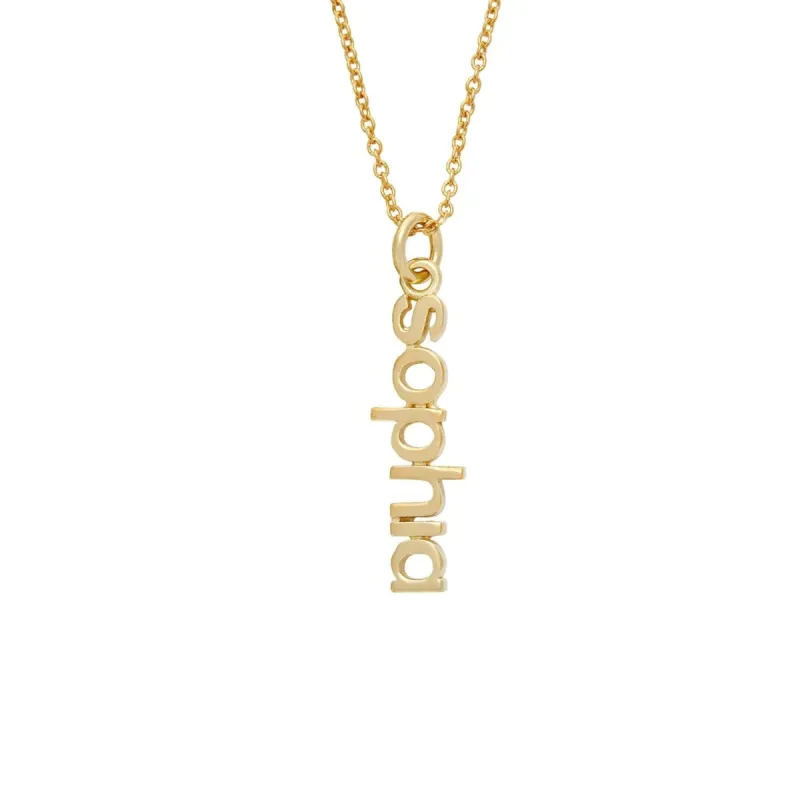 14k Gold Vertical Name Necklace sold by Tiny Tags