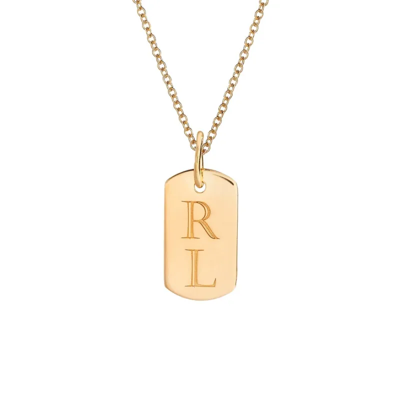 14k Gold Rounded Mini Dog Tag Necklace sold by Tiny Tags