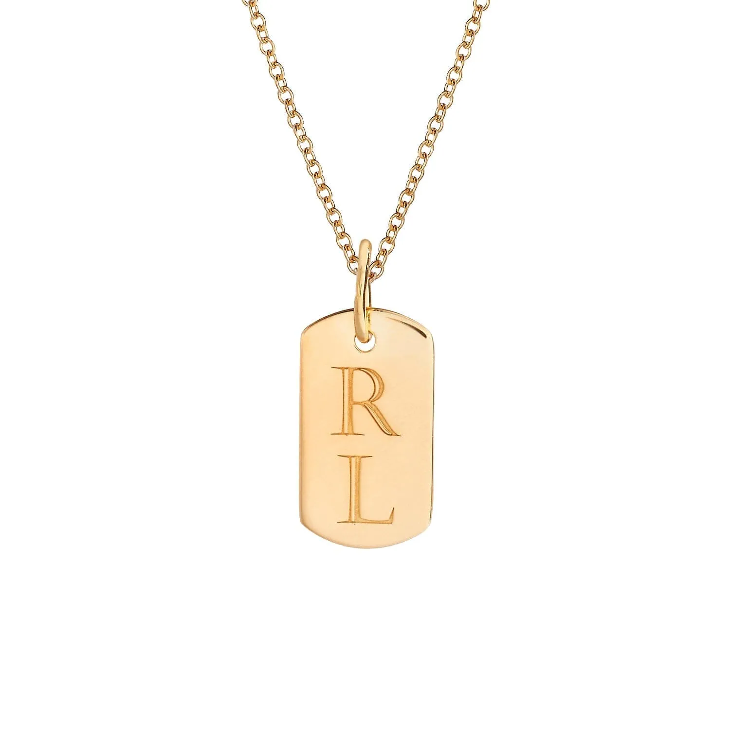 14k Gold Rounded Mini Dog Tag Necklace sold by Tiny Tags