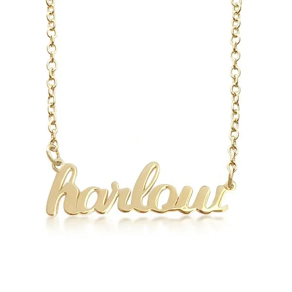 14k Gold Script Nameplate Necklace sold by Tiny Tags product image thumbnail 5