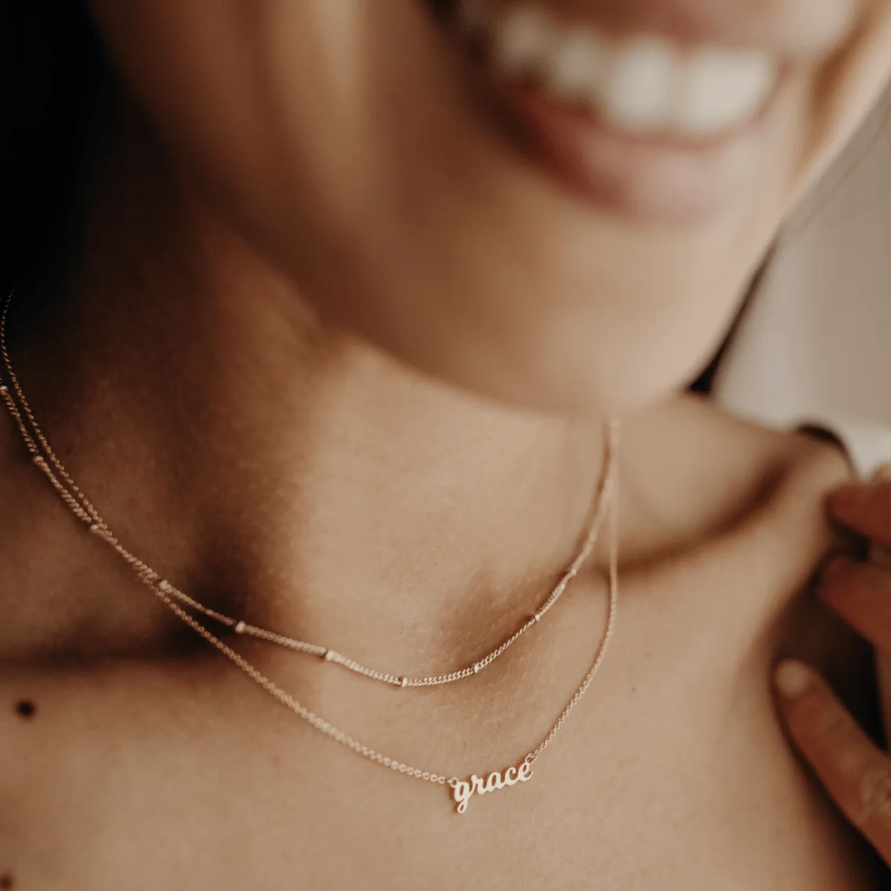 14k Gold Script Nameplate Necklace sold by Tiny Tags product image thumbnail 2