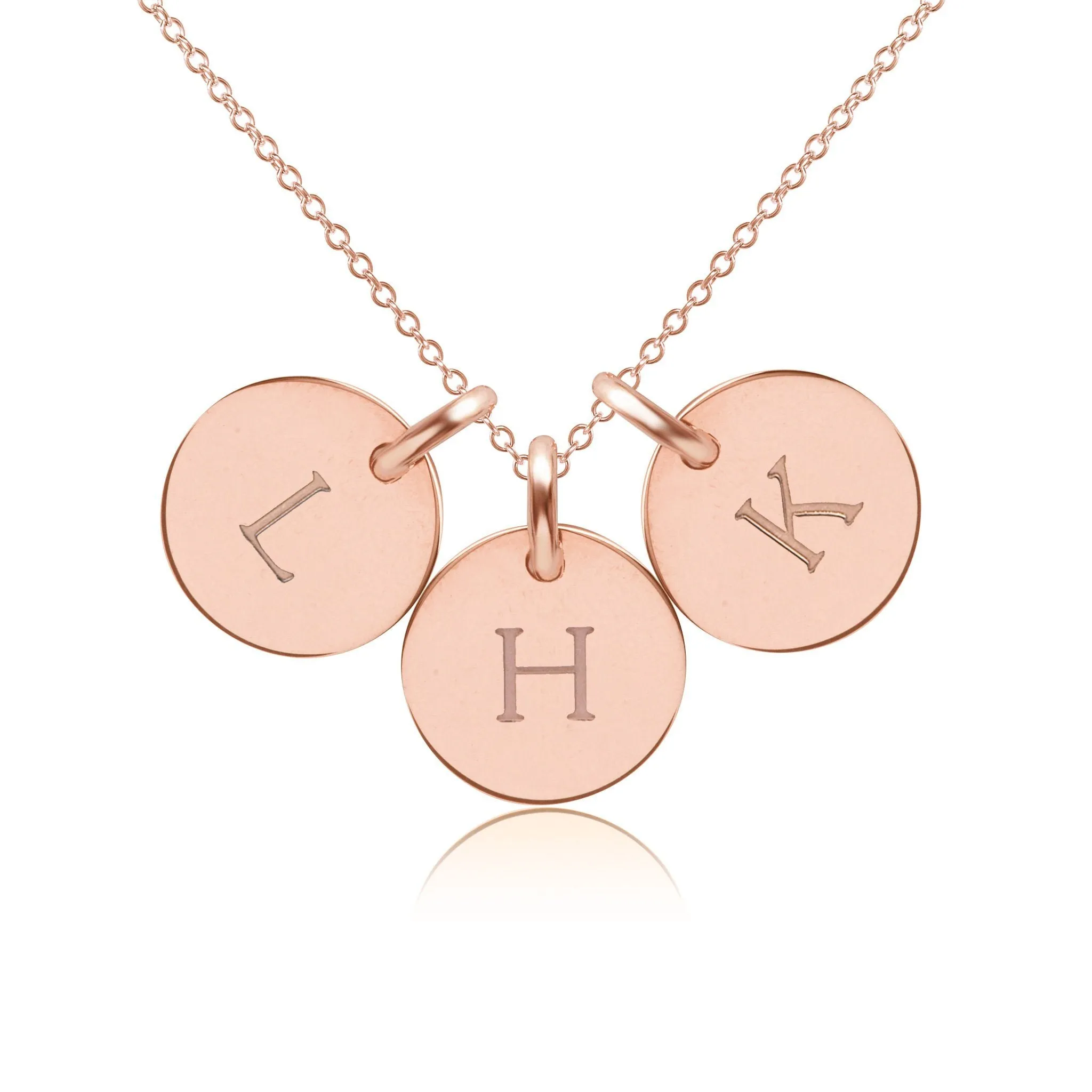 14k Gold Initial Necklace - 3 Circles - Uppercase sold by Tiny Tags product image thumbnail 2