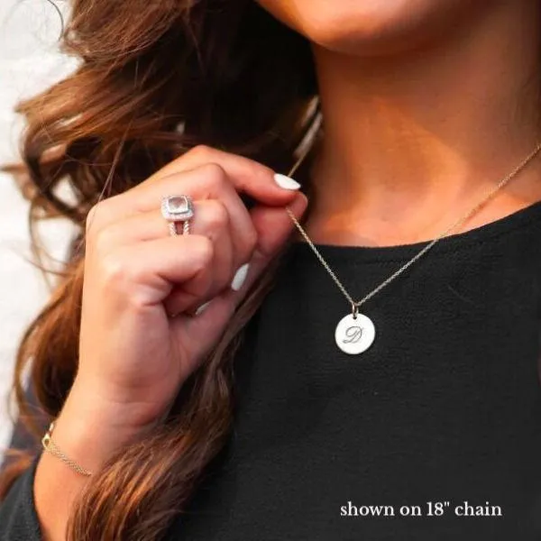 Gold Script Initial Circle Necklace sold by Tiny Tags product image thumbnail 5