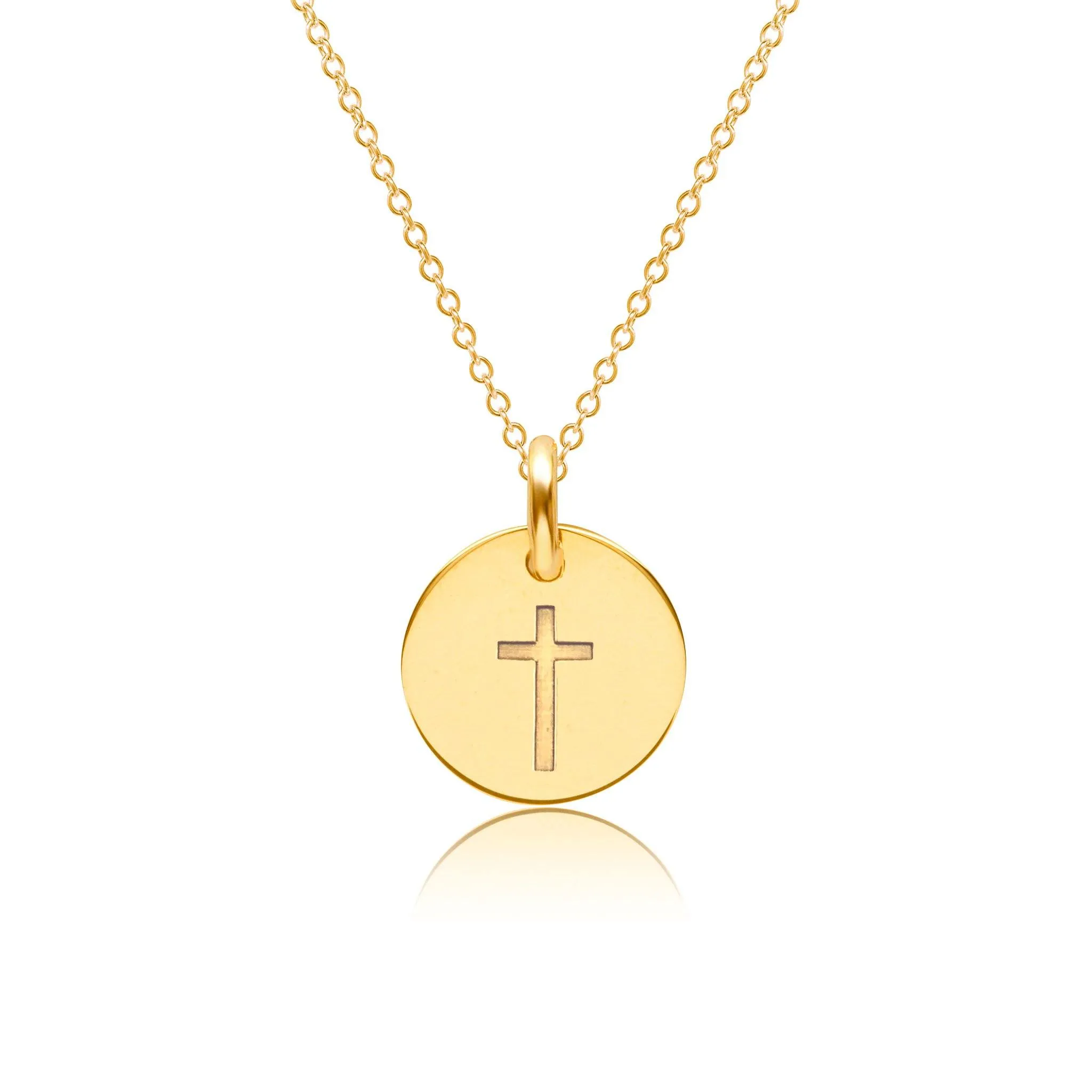 14k Gold Engravable Cross Necklace sold by Tiny Tags