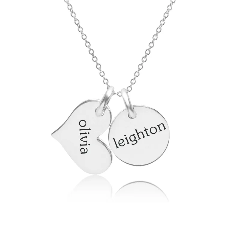Sterling Silver Circle & Heart Necklace sold by Tiny Tags