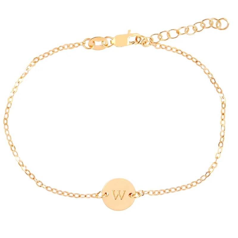 14k Gold Initial Chain Bracelet sold by Tiny Tags