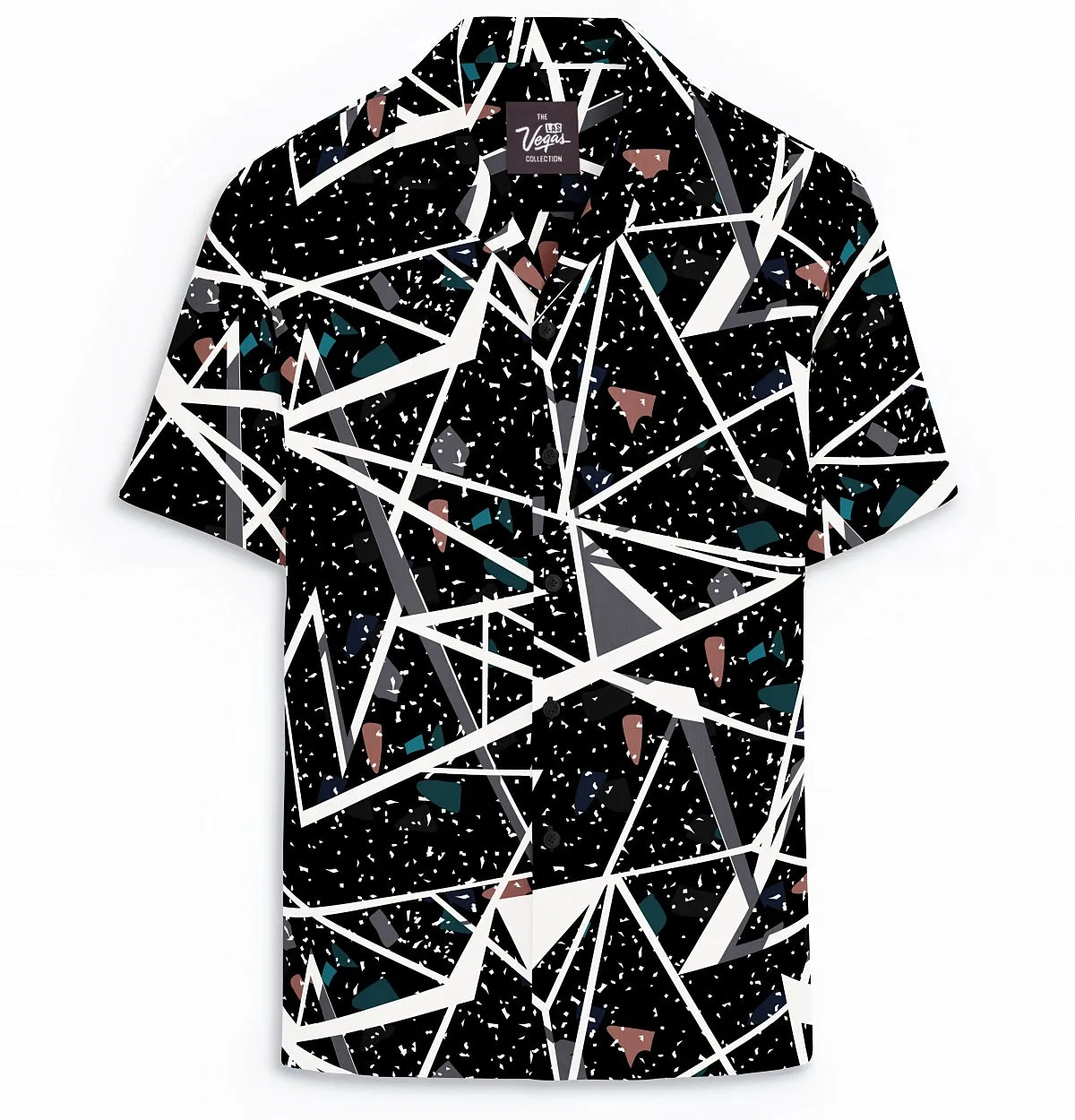 Wrinkle-Free - Black Abstract - Camp Collar sold by Airthreads