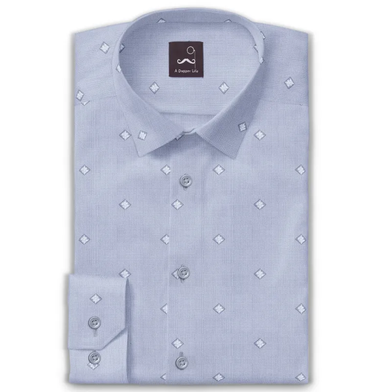 Pure Cotton - Long Sleeve - Gray with Diamond Print sold by Airthreads