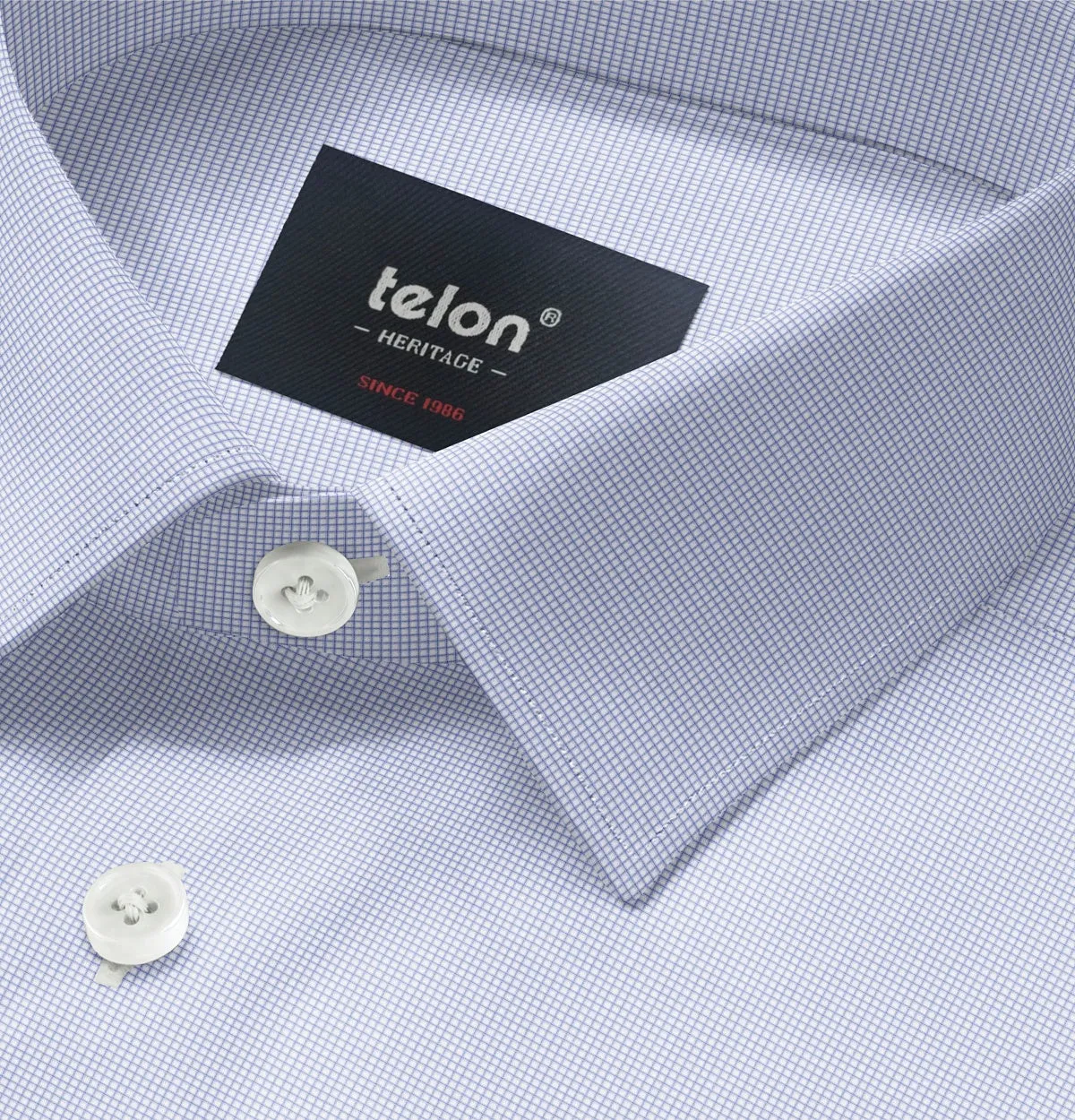 Luxury Pure Cotton - Long Sleeve - Blue micro check sold by Airthreads product image thumbnail 2