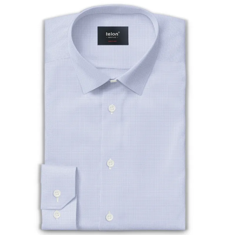 Luxury Pure Cotton - Long Sleeve - Blue micro check sold by Airthreads