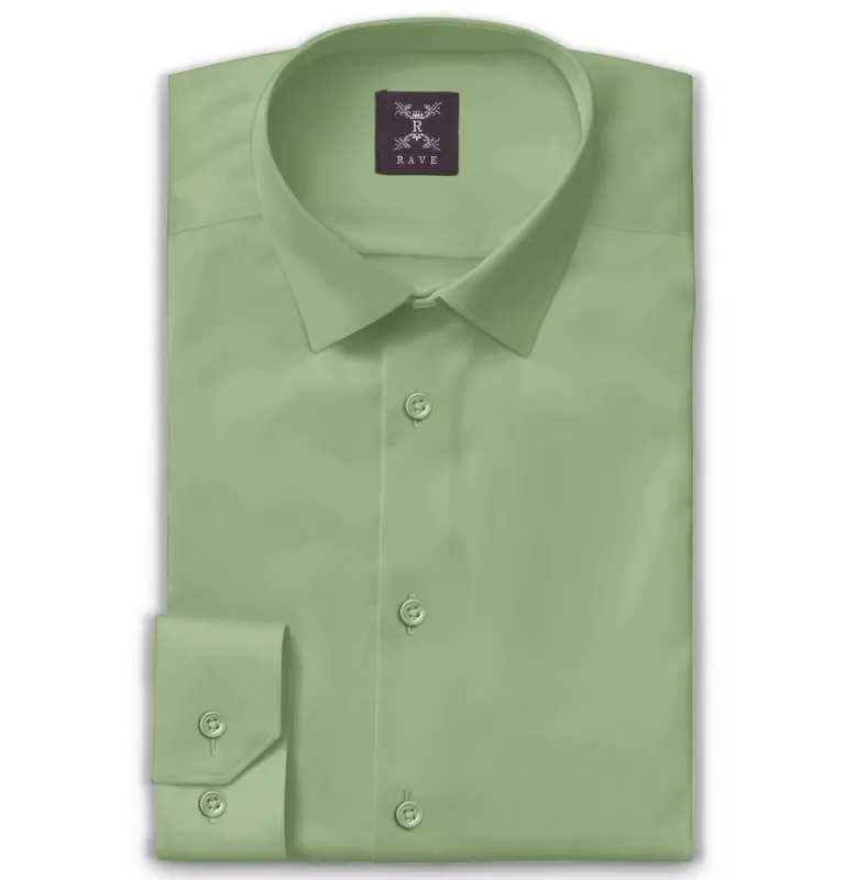 Wrinkle-resistant Cotton-Lycra Shirt - Leaf Green - Long Sleeve sold by Airthreads