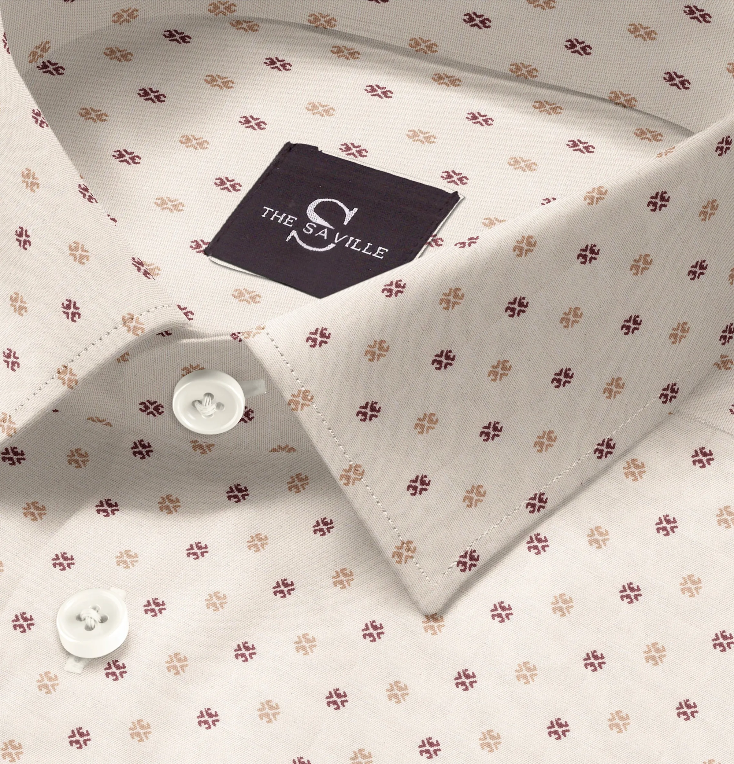 Wrinkle-free Beige with Geometric Print - Long Sleeve sold by Airthreads product image thumbnail 2