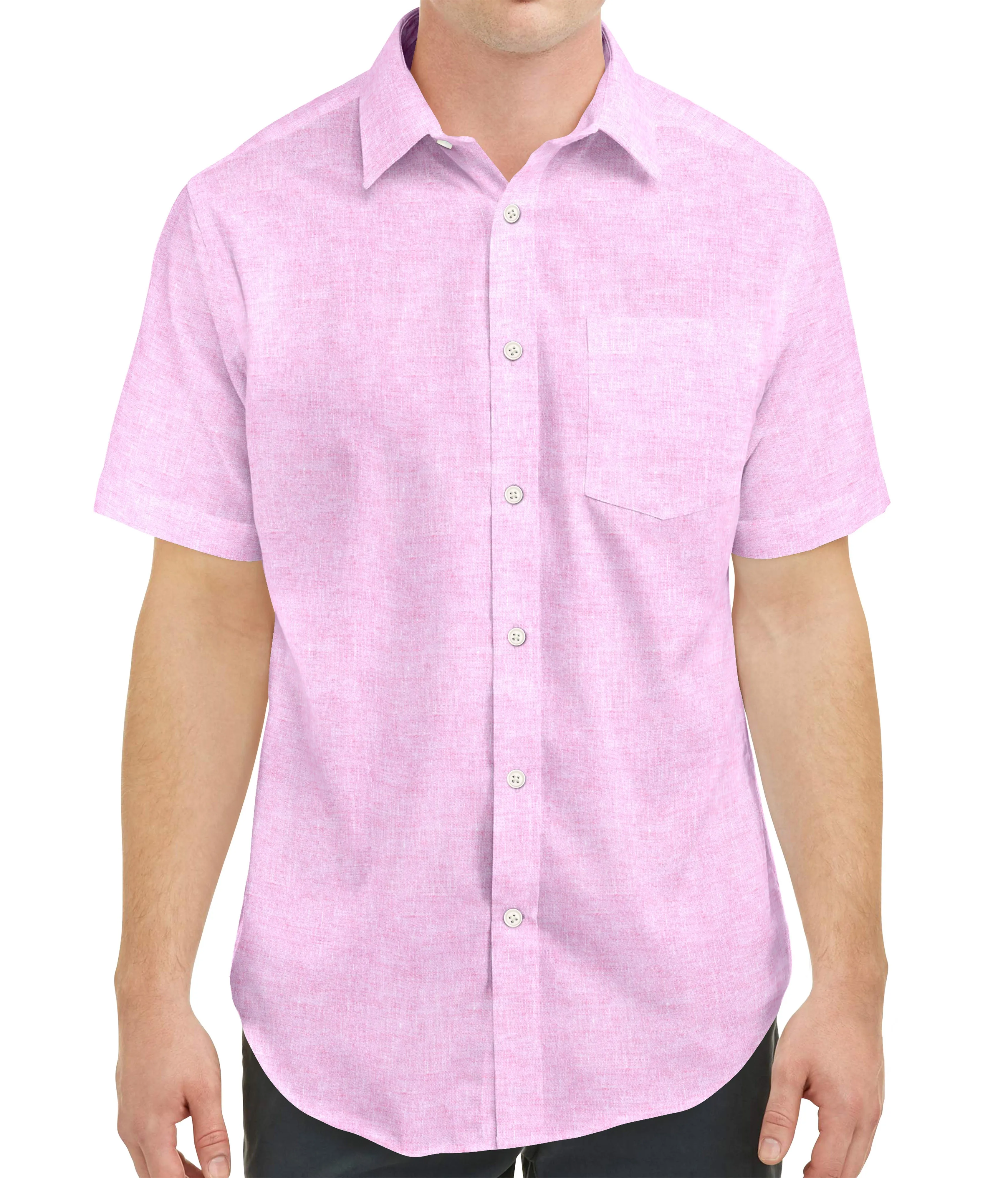 Short Sleeve Linen Shirt in Pink sold by Airthreads product image thumbnail 3