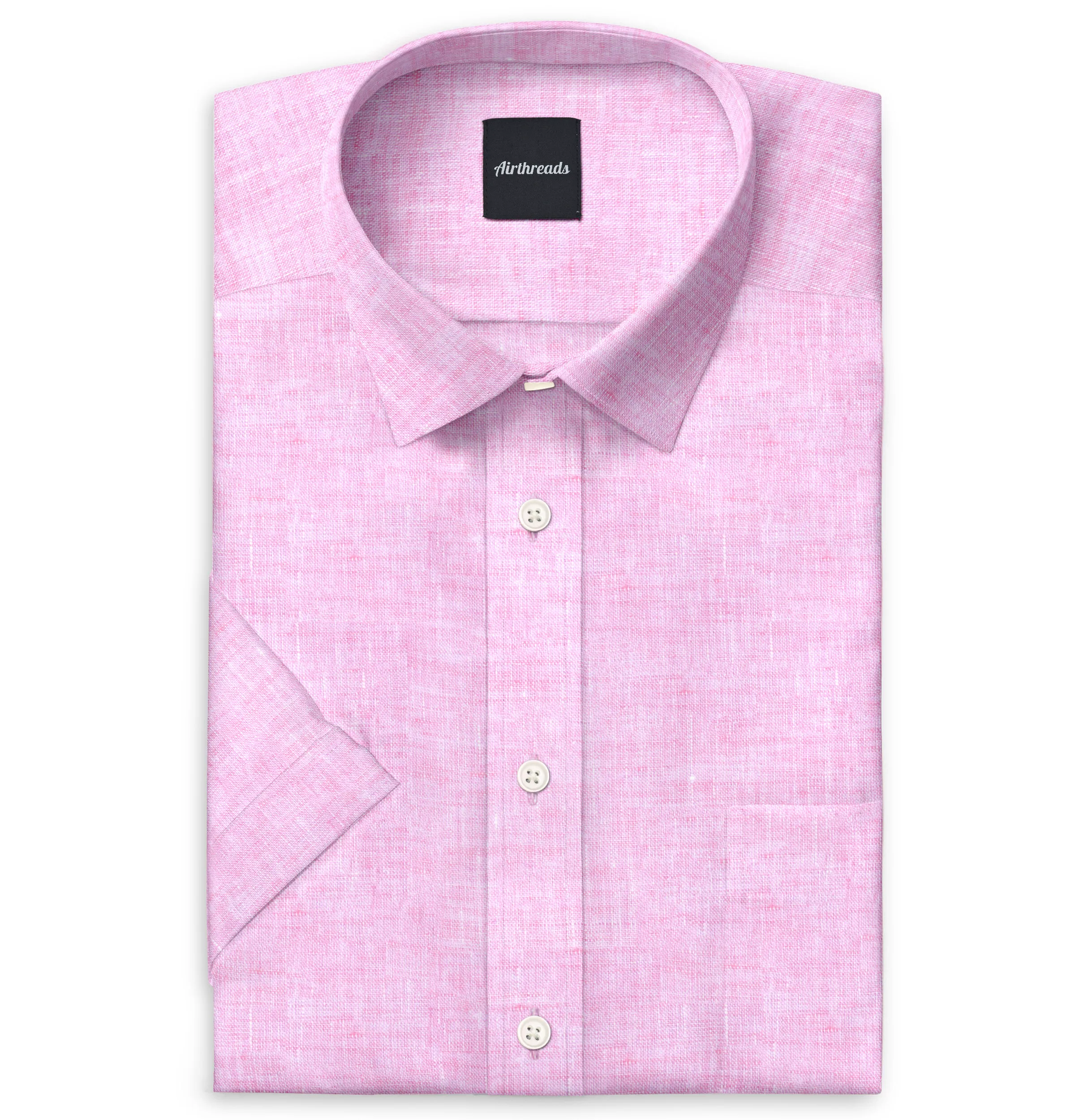 Short Sleeve Linen Shirt in Pink sold by Airthreads