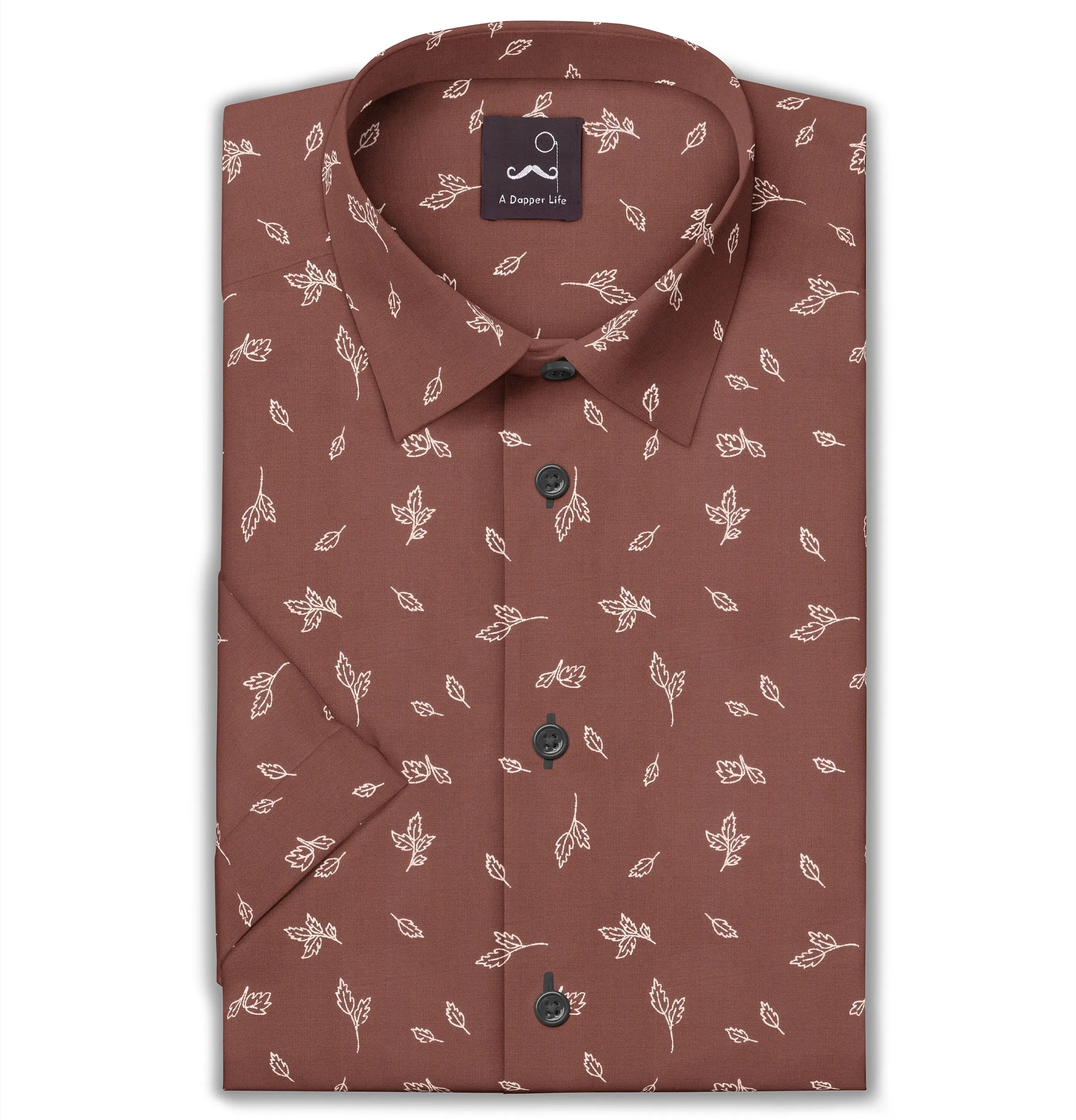 Pure Cotton - Short Sleeve - Rust with Leaves sold by Airthreads