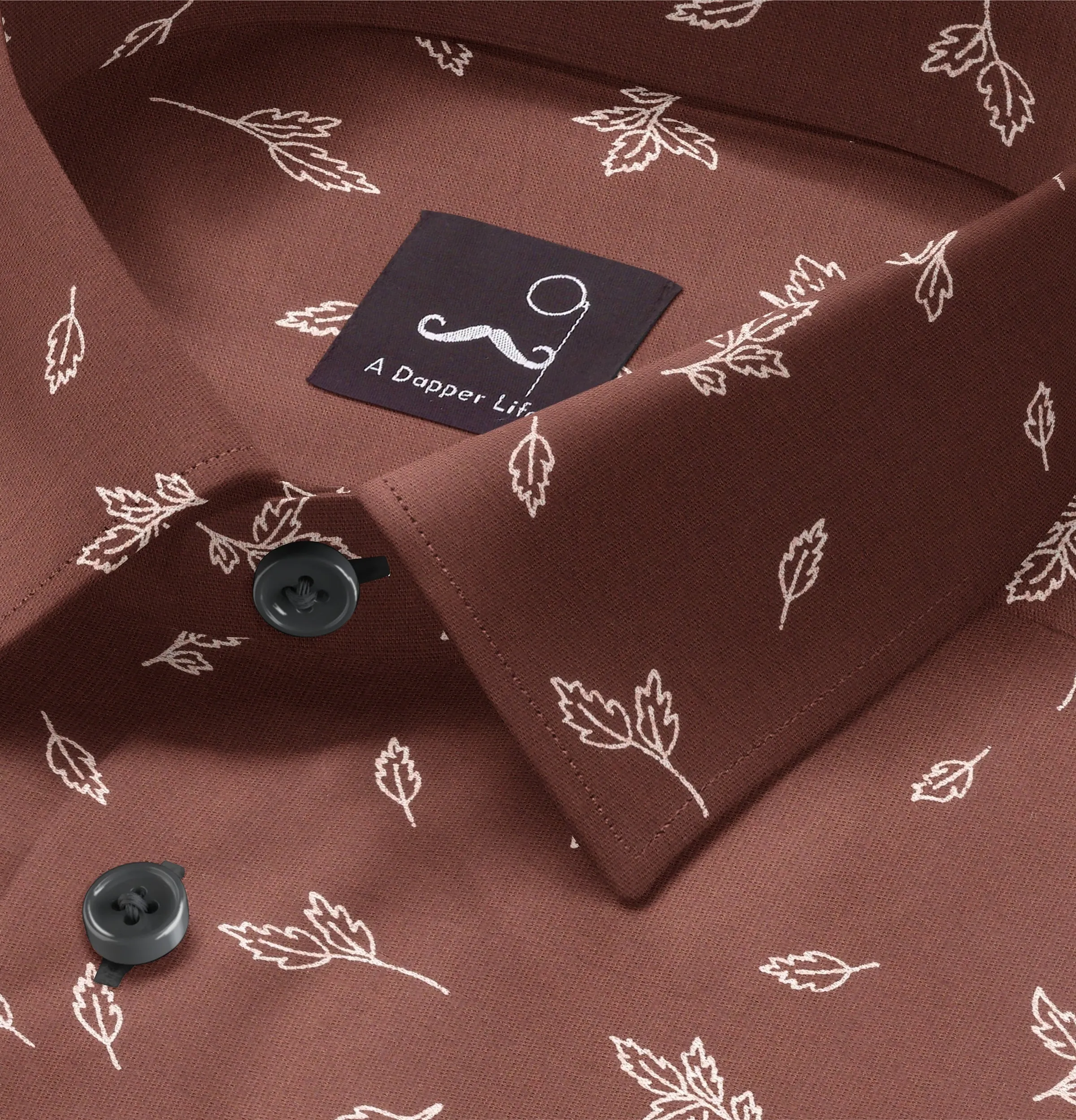 Pure Cotton - Short Sleeve - Rust with Leaves sold by Airthreads product image thumbnail 2