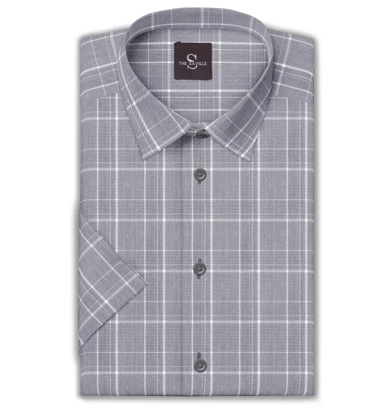 Wrinkle-free Gray Checks - Short Sleeve sold by Airthreads