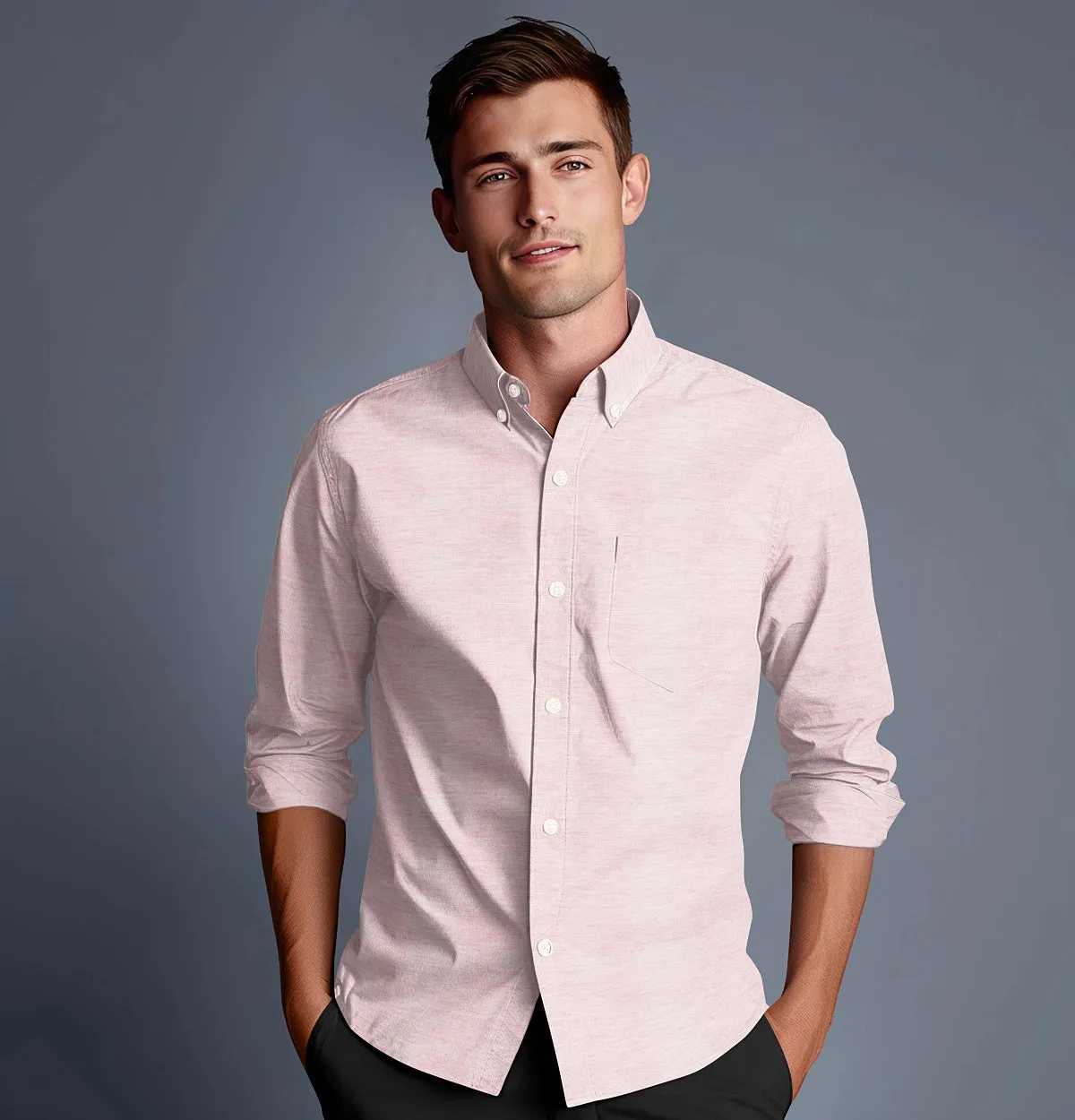 Pure Linen Button-Down - Long Sleeve - Pale Pink sold by Airthreads product image thumbnail 3