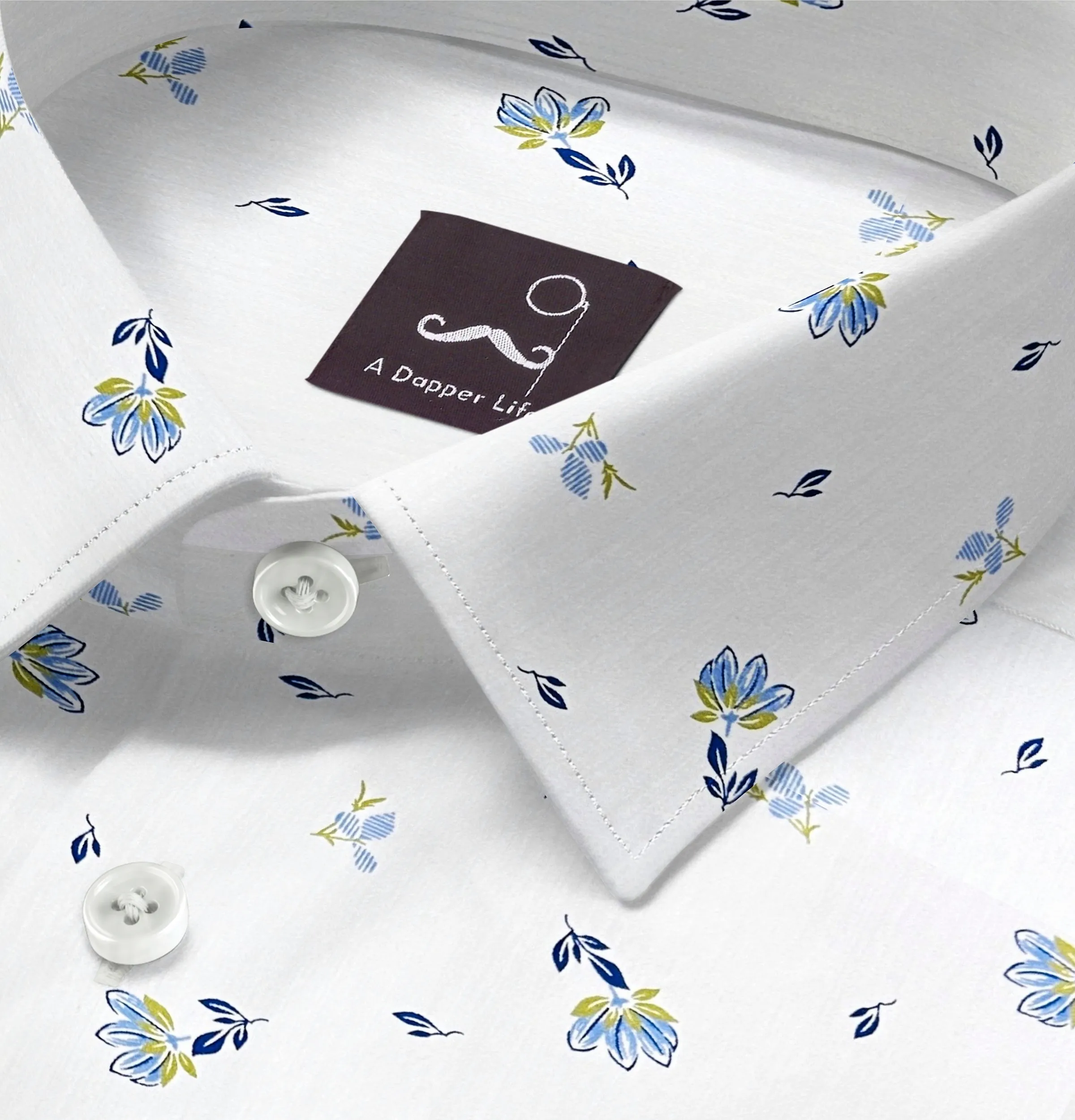 Wrinkle-free White with Flowers - Short Sleeve sold by Airthreads product image thumbnail 2