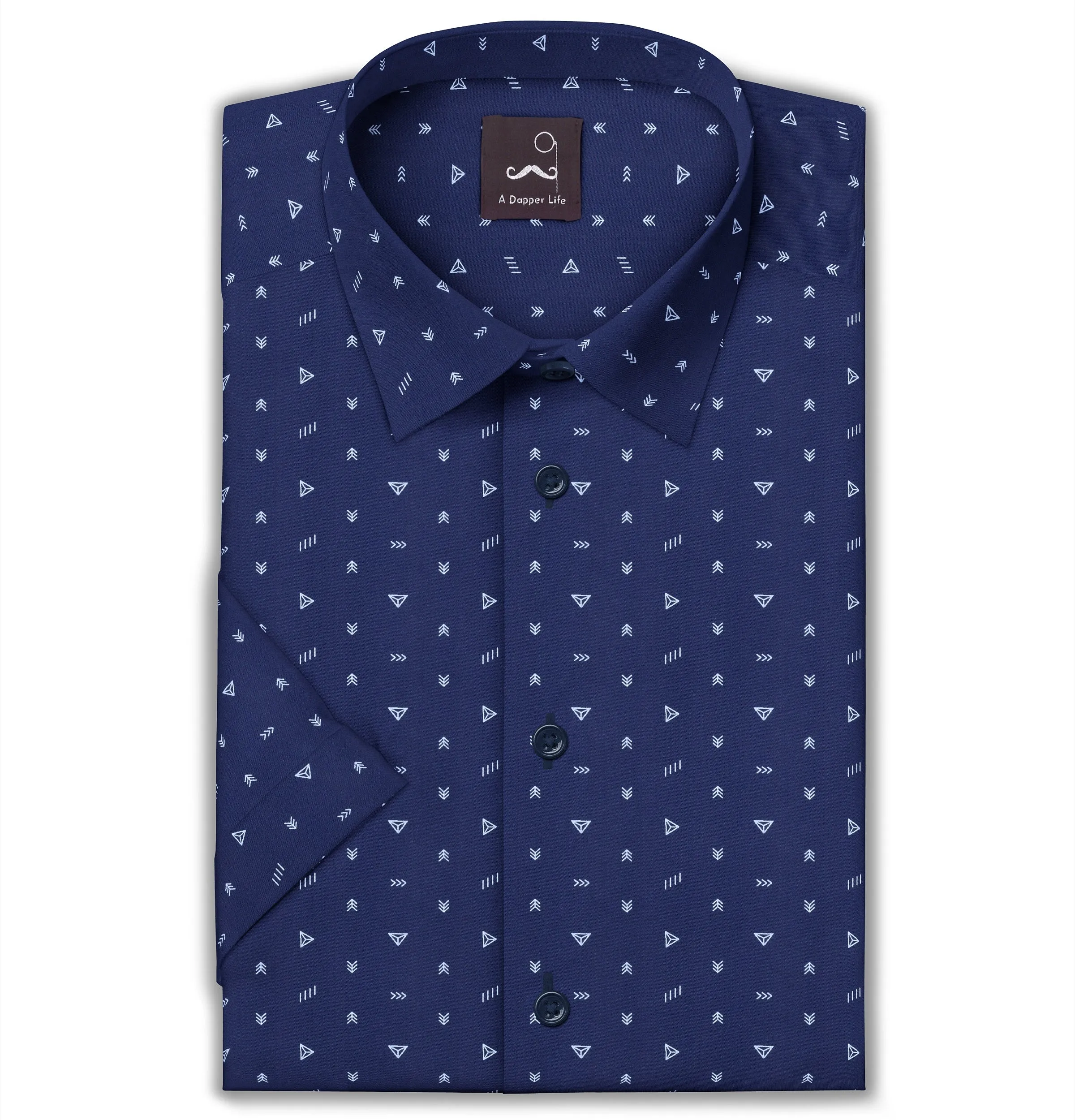 Pure Cotton - Short Sleeve - Navy Geometrics sold by Airthreads