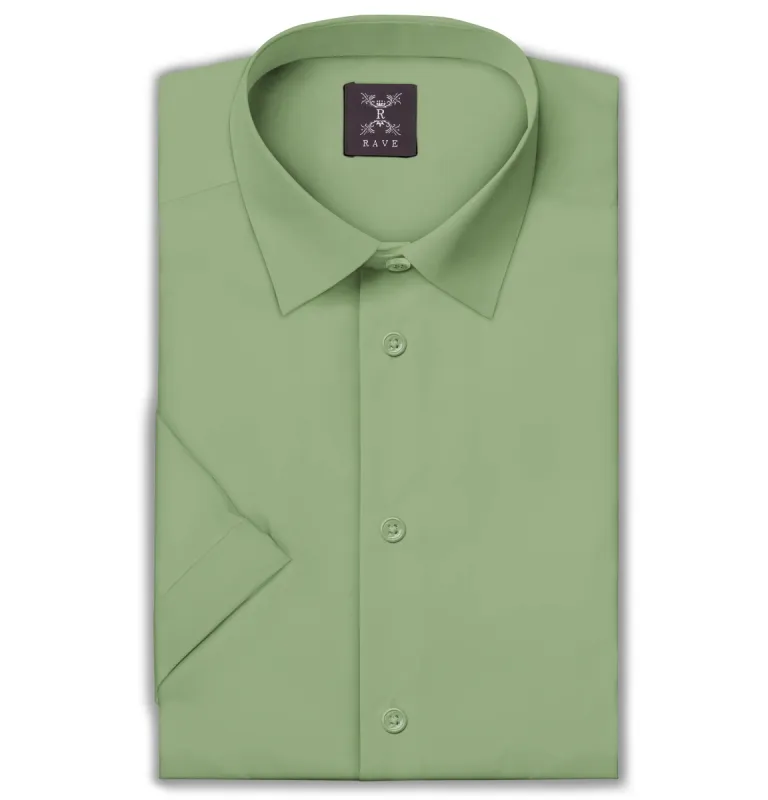 Wrinkle-resistant Cotton-Lycra Shirt - Leaf Green - Short Sleeve sold by Airthreads