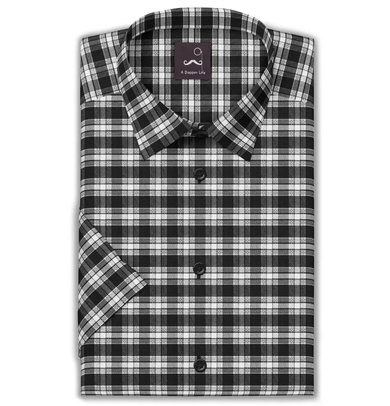 Pure Cotton - Short Sleeve - Black & White Checks Style 4 sold by Airthreads