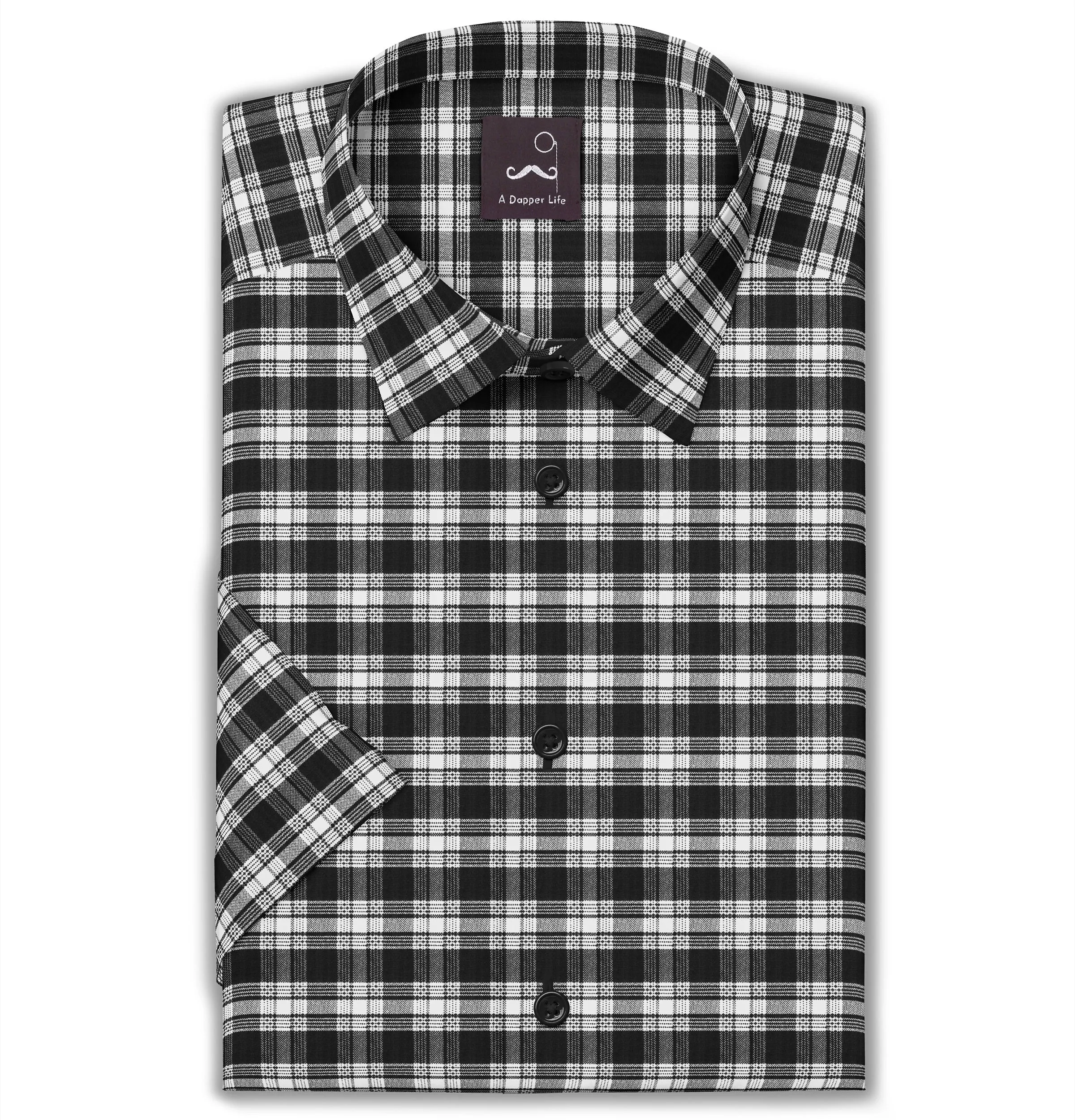 Pure Cotton - Short Sleeve - Black & White Checks Style 4 sold by Airthreads