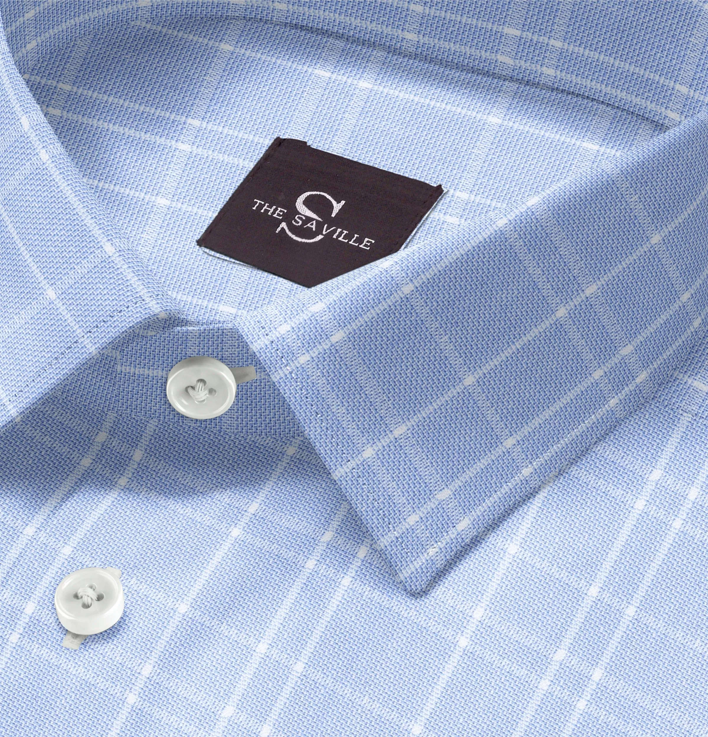 Wrinkle-free Sky Blue with White Checks - Short Sleeve sold by Airthreads product image thumbnail 2