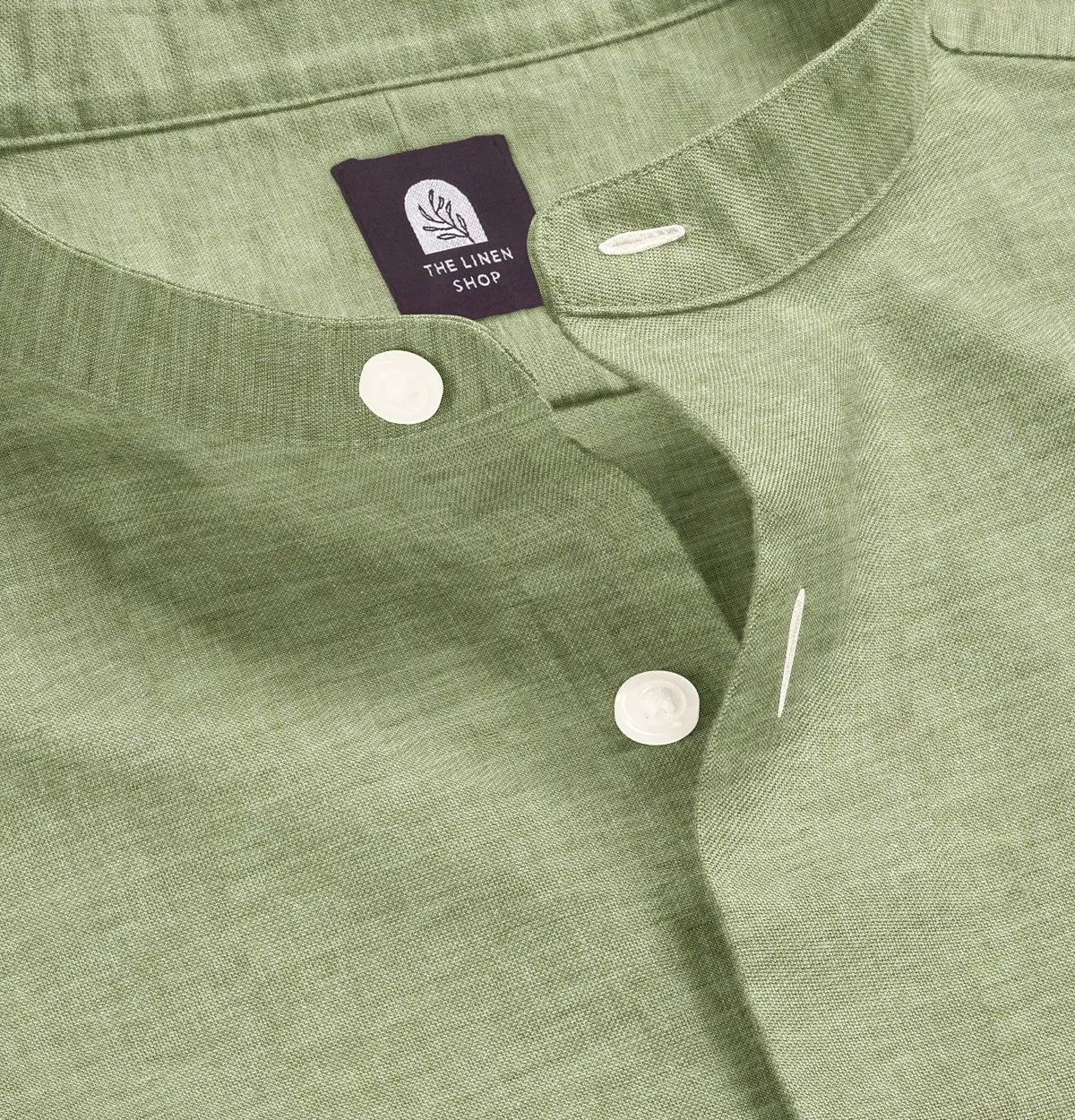 Pure Linen - Band Collar - Olive Green sold by Airthreads product image thumbnail 2