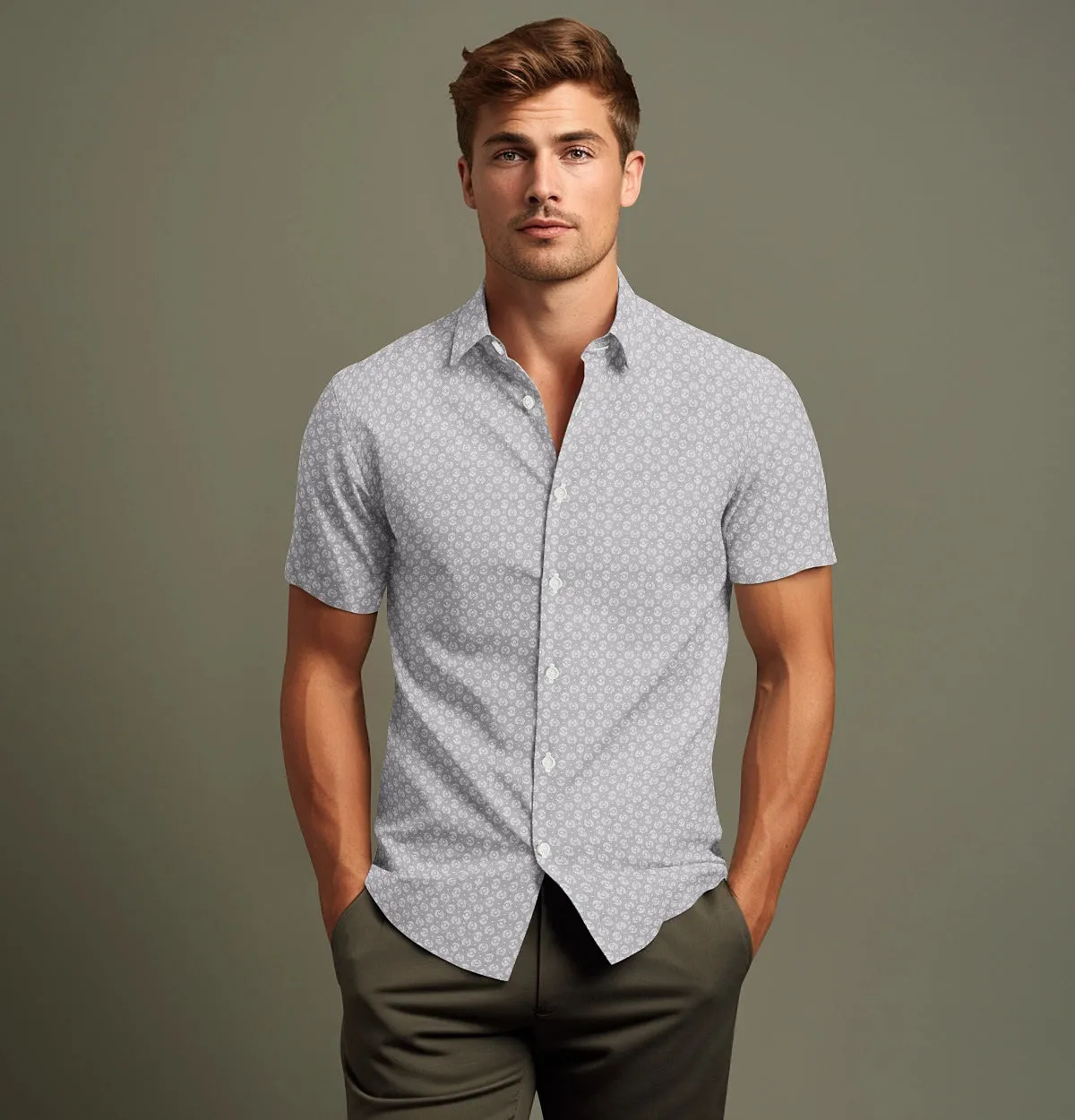 Pure Cotton - Short Sleeve- Gray Medallions sold by Airthreads product image thumbnail 3
