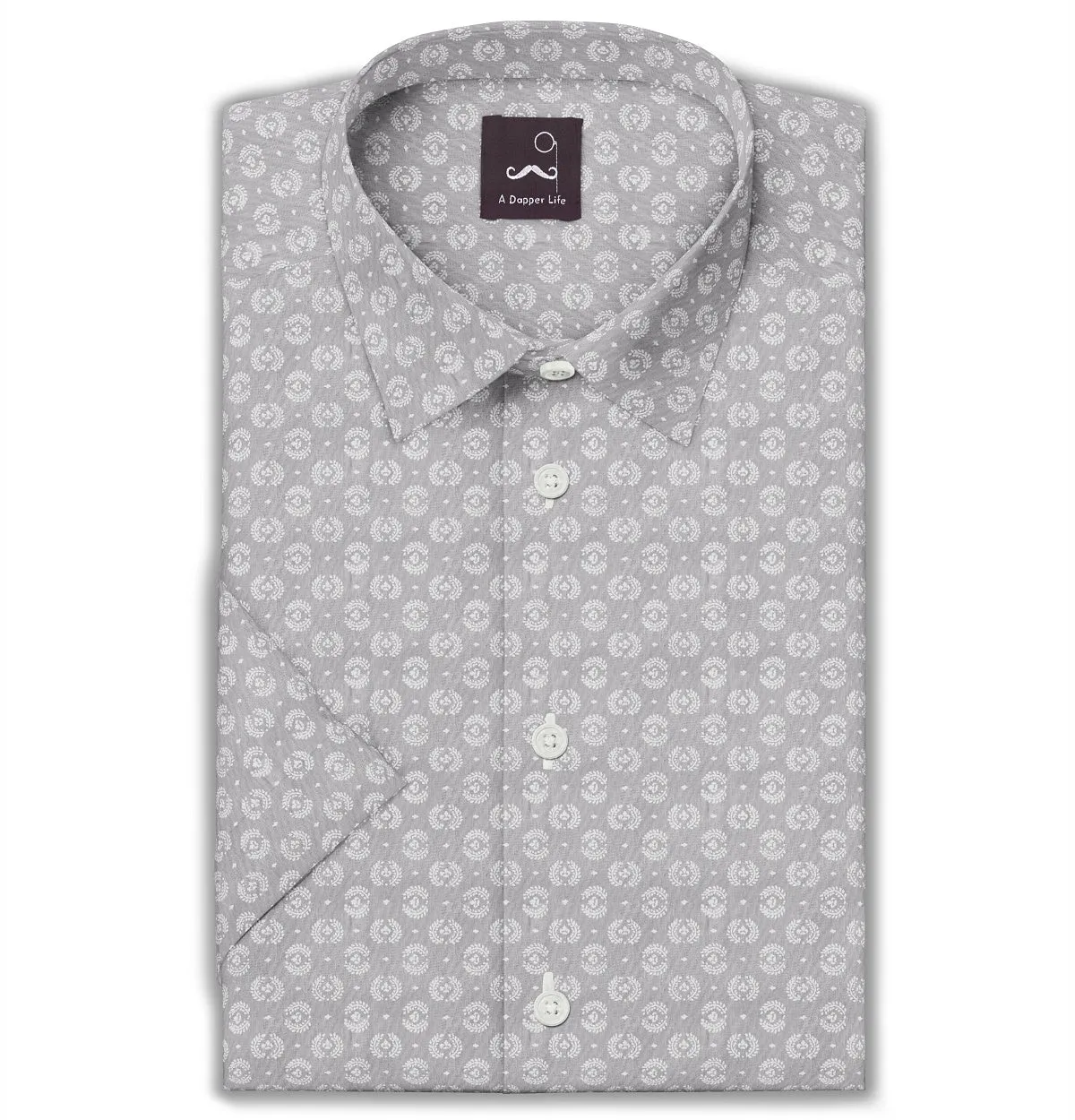 Pure Cotton - Short Sleeve- Gray Medallions sold by Airthreads