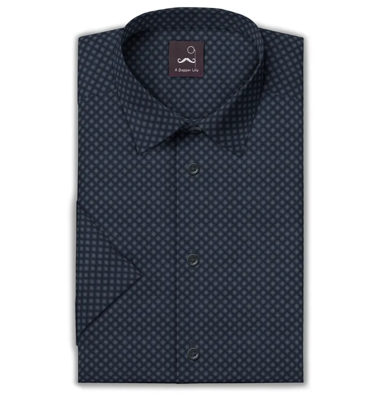 Pure Cotton - Short Sleeve- Midnight Navy Diamond sold by Airthreads