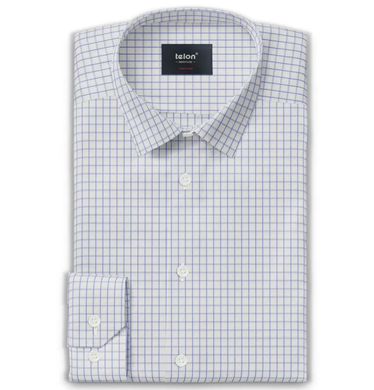 Luxury Pure Cotton - Long Sleeve - Azure Windowpane sold by Airthreads