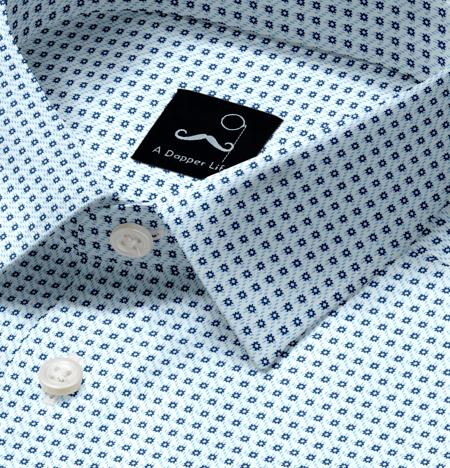 Pure Cotton - Long Sleeve - White with navy flowers sold by Airthreads product image thumbnail 2