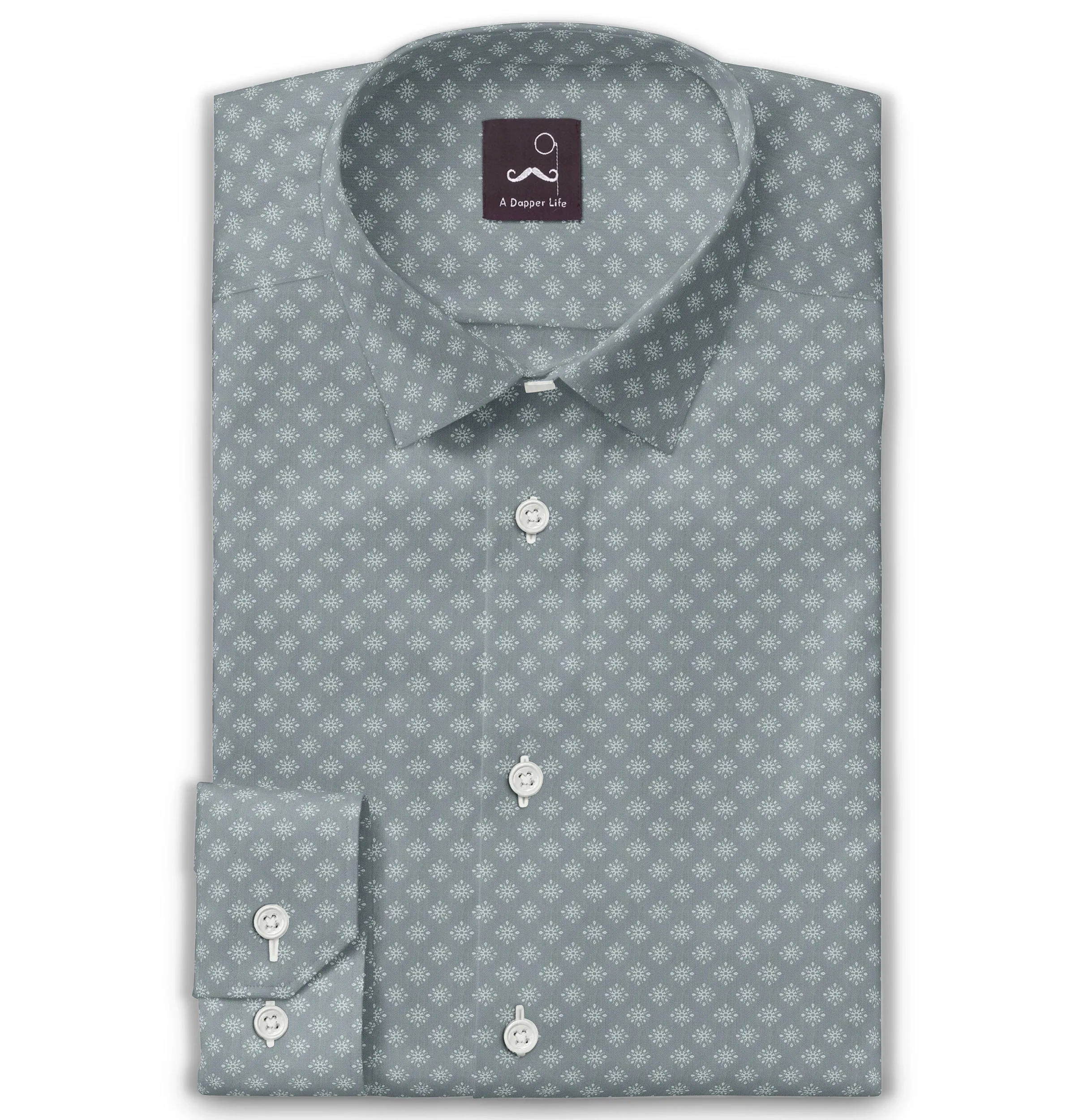 Pure Cotton - Long Sleeve - Thyme Green with White Stars sold by Airthreads