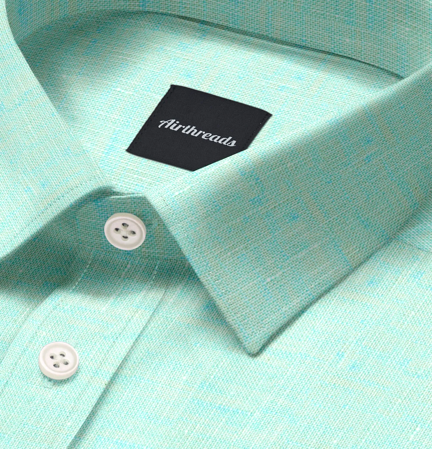 Long Sleeve Linen Shirt in Light Turquoise sold by Airthreads product image thumbnail 2
