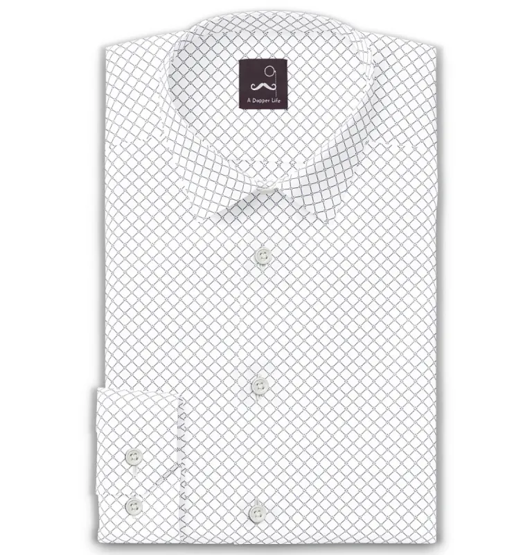 Pure Cotton - Long Sleeve - White with Diagonal Print sold by Airthreads