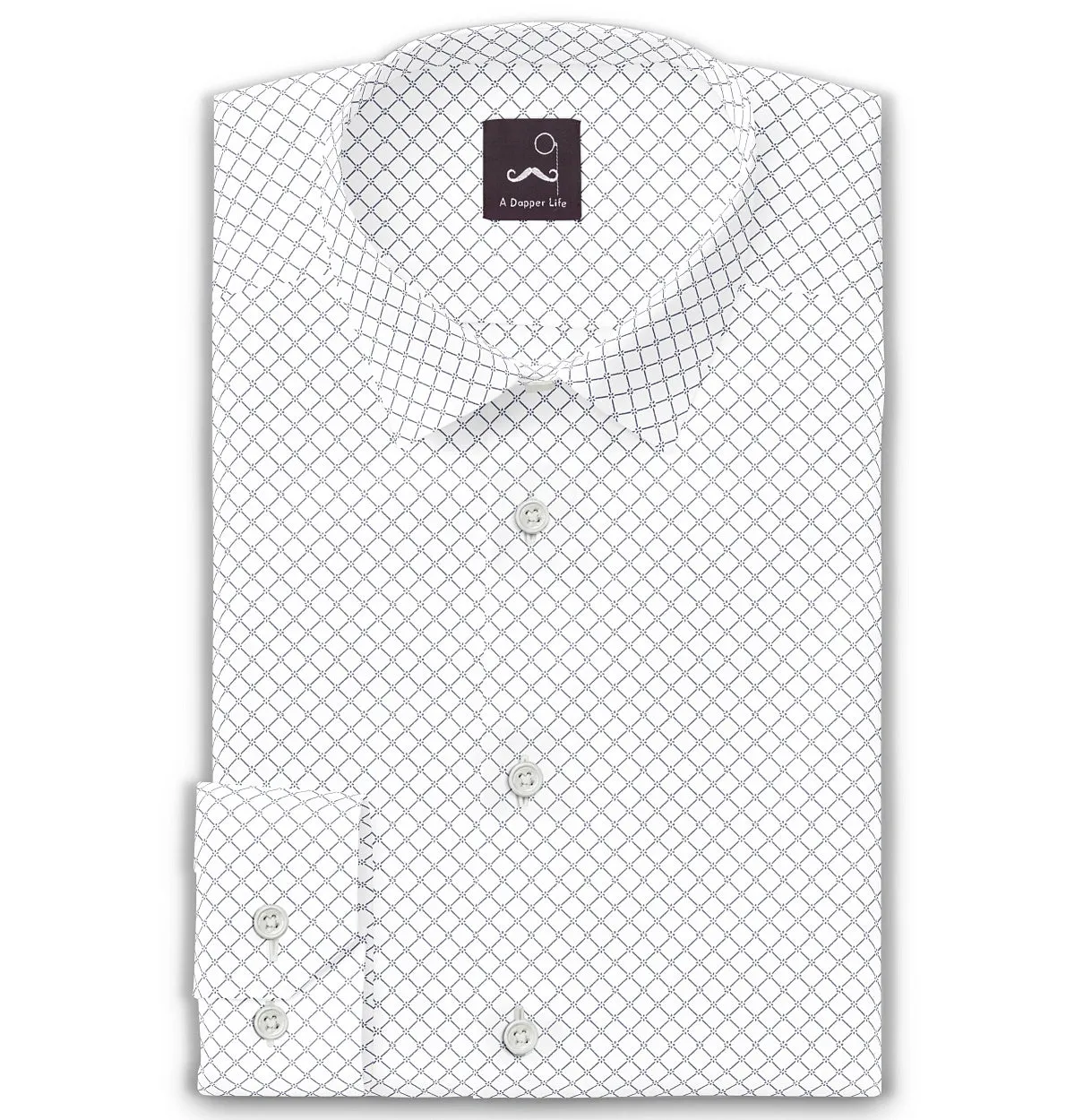 Pure Cotton - Long Sleeve - White with Diagonal Print sold by Airthreads