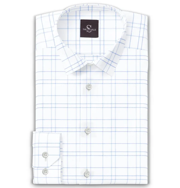 Wrinkle-free White with Blue Checks - Long Sleeve sold by Airthreads