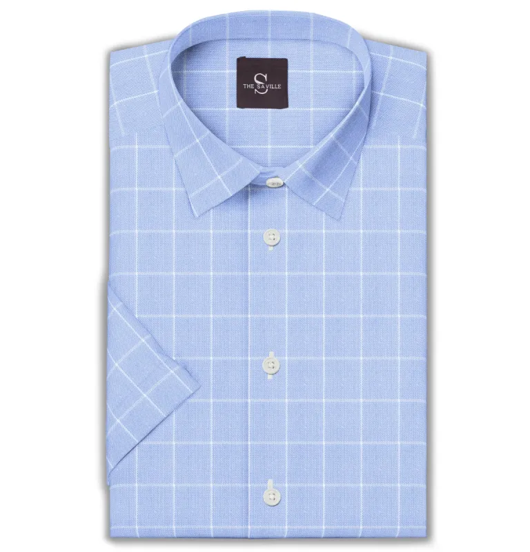 Wrinkle-free Blue Box Checks - Short Sleeve sold by Airthreads
