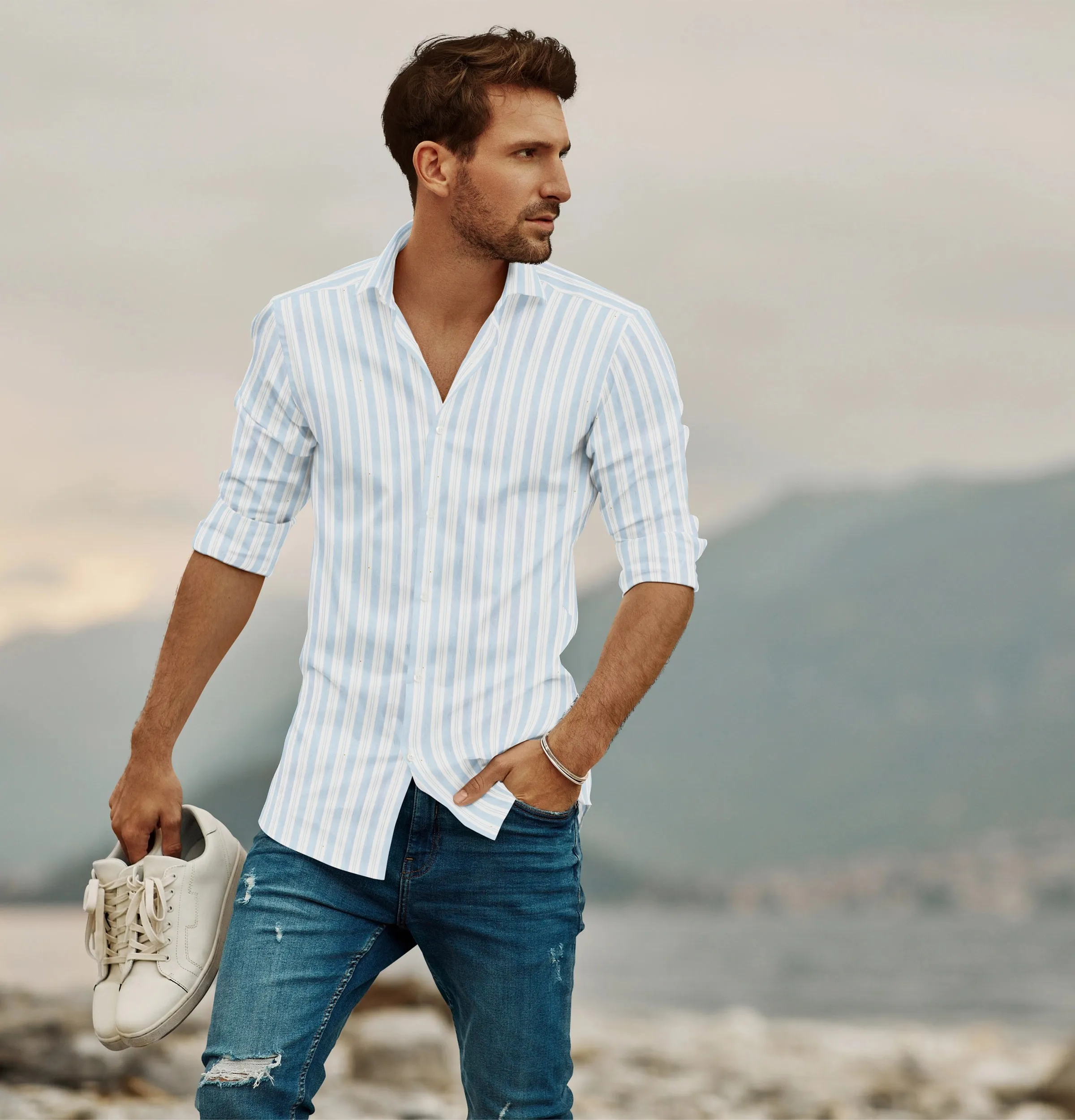 Pure Cotton - Long Sleeve - Light Blue Print sold by Airthreads product image thumbnail 3