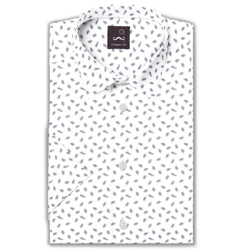 Pure Cotton - Short Sleeve - White with Leaves sold by Airthreads