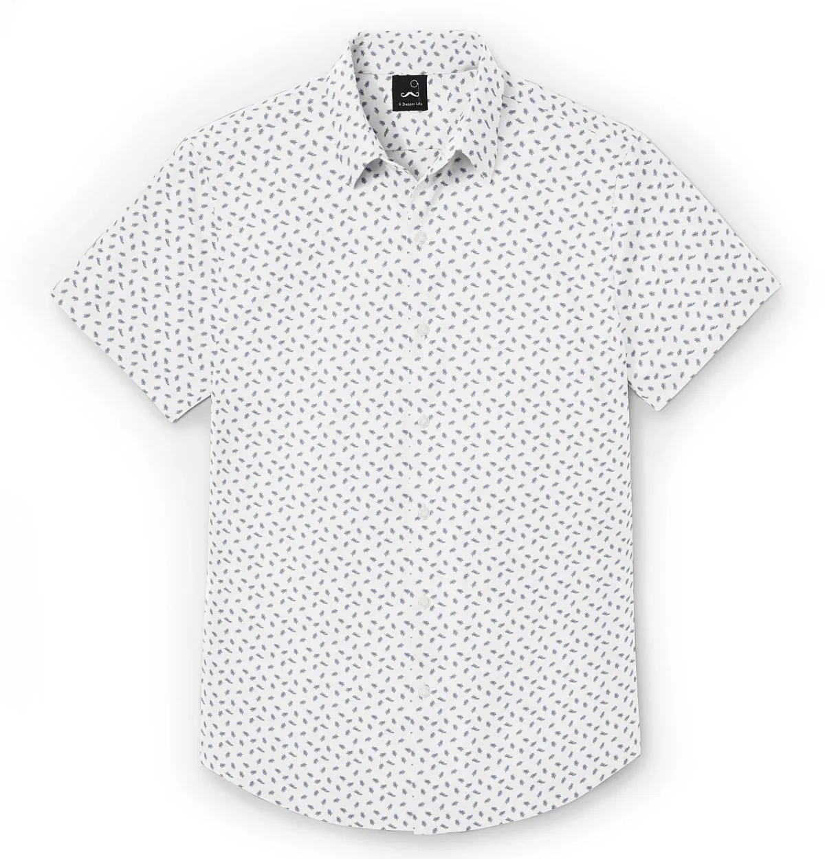 Pure Cotton - Short Sleeve - White with Leaves sold by Airthreads product image thumbnail 3
