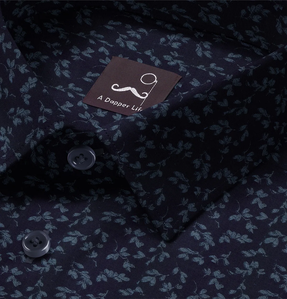 Pure Cotton - Short Sleeve - Navy with Blue Flowers sold by Airthreads product image thumbnail 2