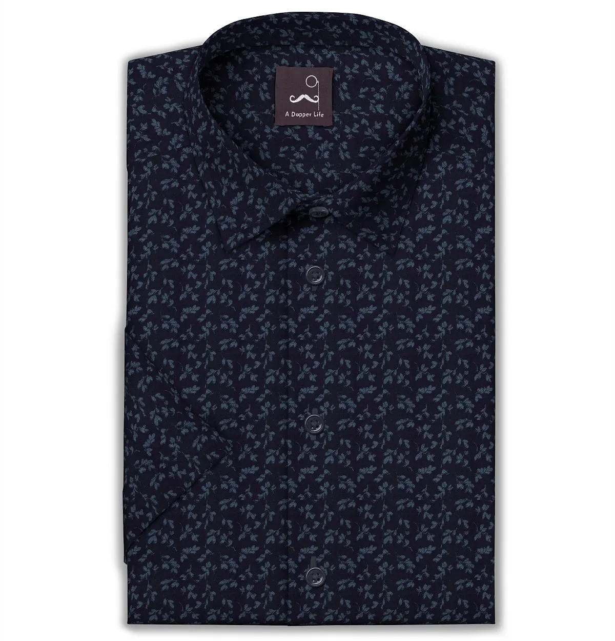 Pure Cotton - Short Sleeve - Navy with Blue Flowers sold by Airthreads