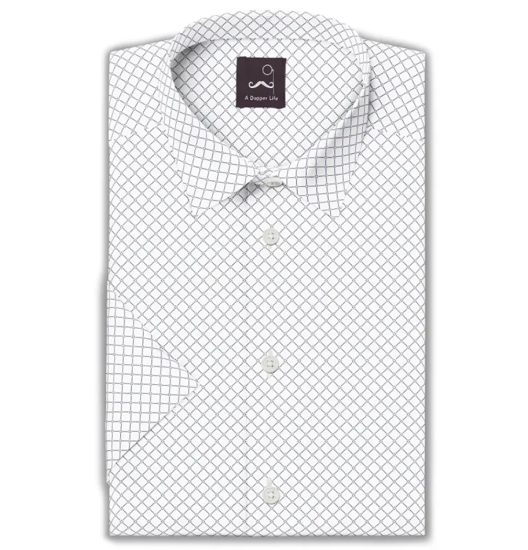 Pure Cotton - Short Sleeve - White with Diagonal Print sold by Airthreads