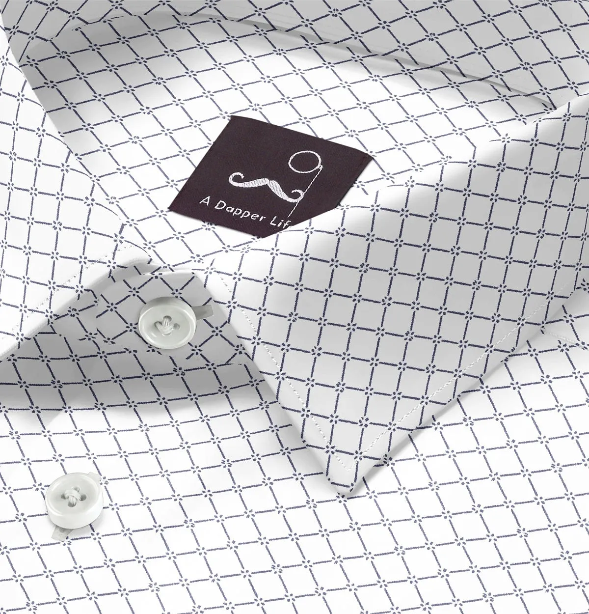 Pure Cotton - Short Sleeve - White with Diagonal Print sold by Airthreads product image thumbnail 2