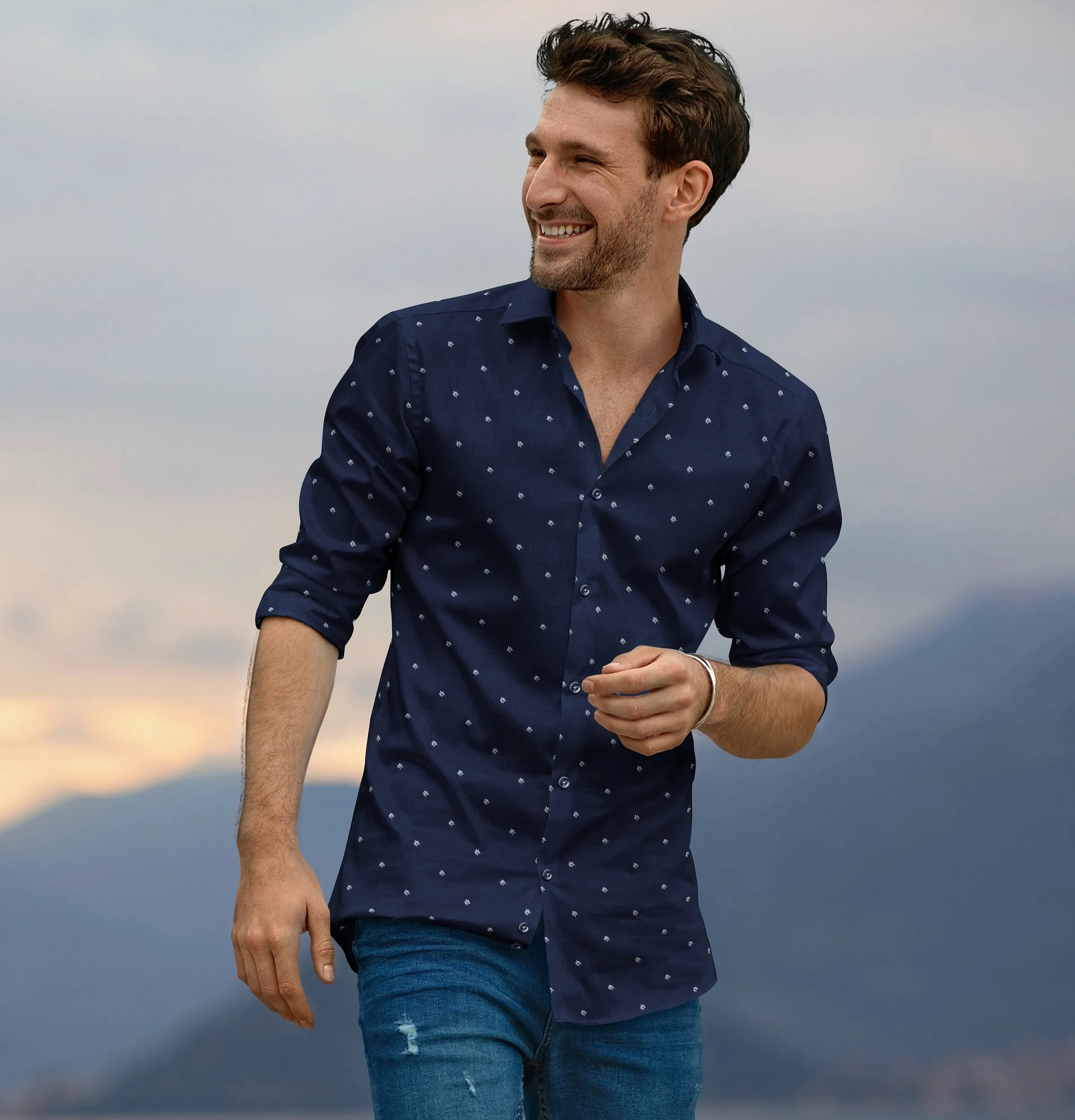 Pure Cotton - Long Sleeve - Navy Floral Print sold by Airthreads product image thumbnail 3