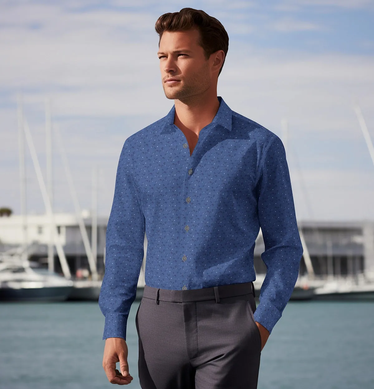 Pure Cotton - Long Sleeve - Blue Floral Print sold by Airthreads product image thumbnail 4